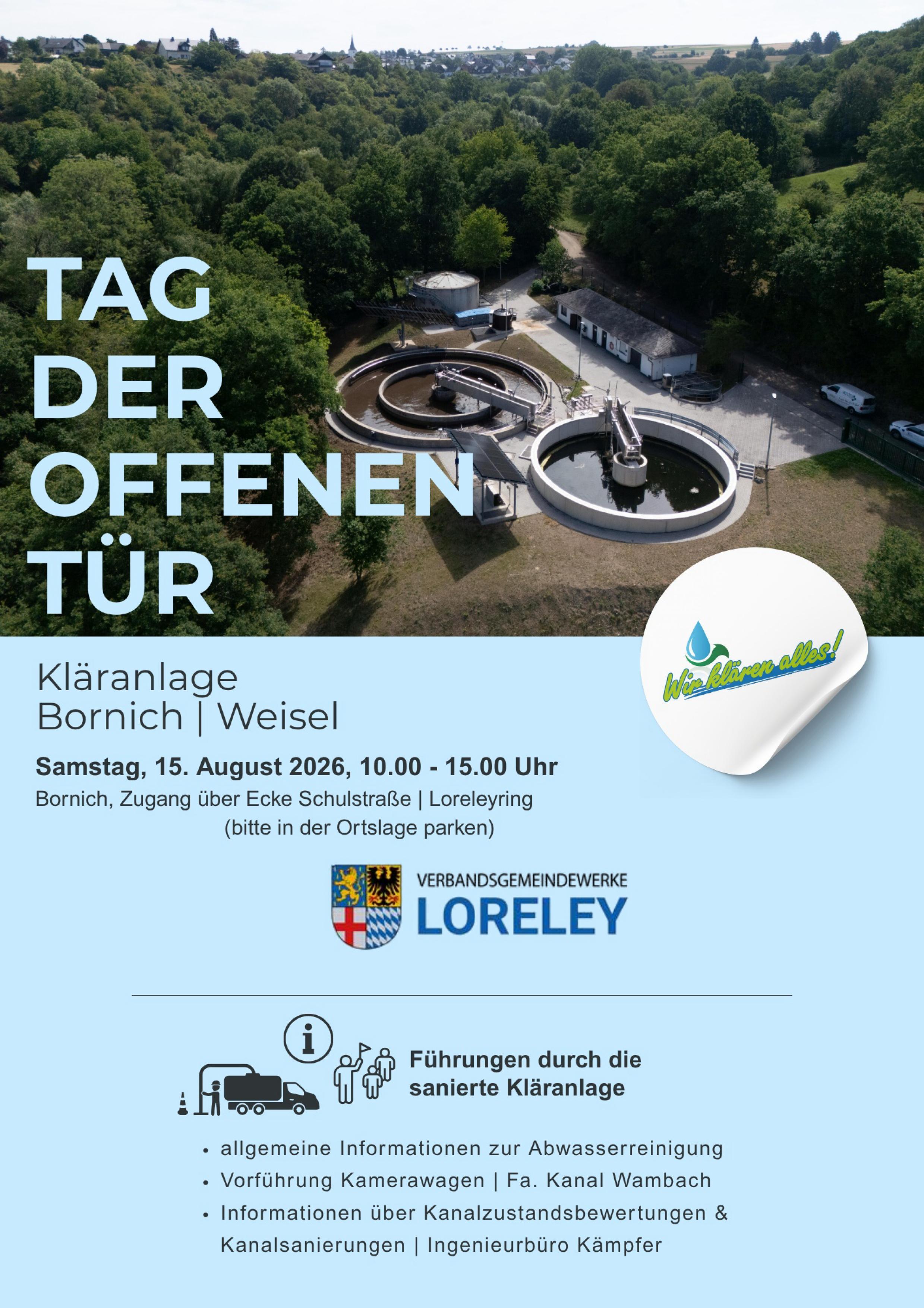 Plakat Tag der offenen Tür Kläranlage Bornich / Weisel